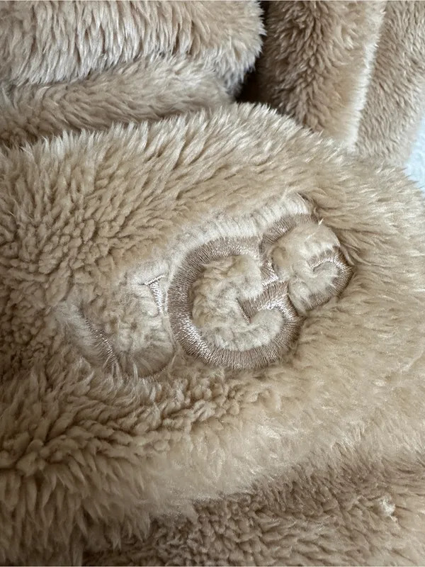 UGG Aarti Hooded Teddy Sherpa Fleece Robe in San Camel Beige NWT Sz. M - Image 11