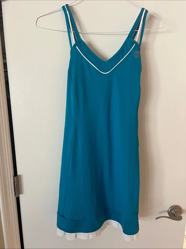 K-Swiss Teal Athletic Tennis Mini Dress with White Trim - Image 3