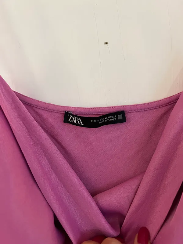 ZARA Pink Satin Dress - Image 3