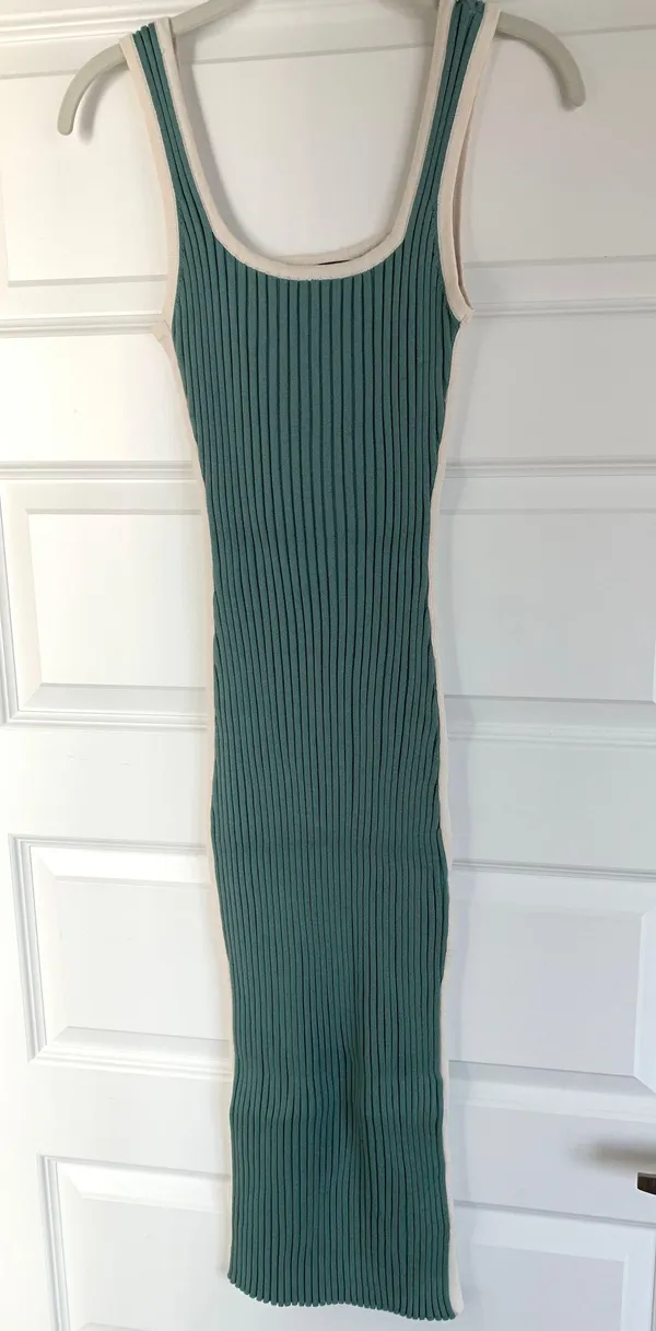 Rib Knit MIDI Dress Tan - Image 4