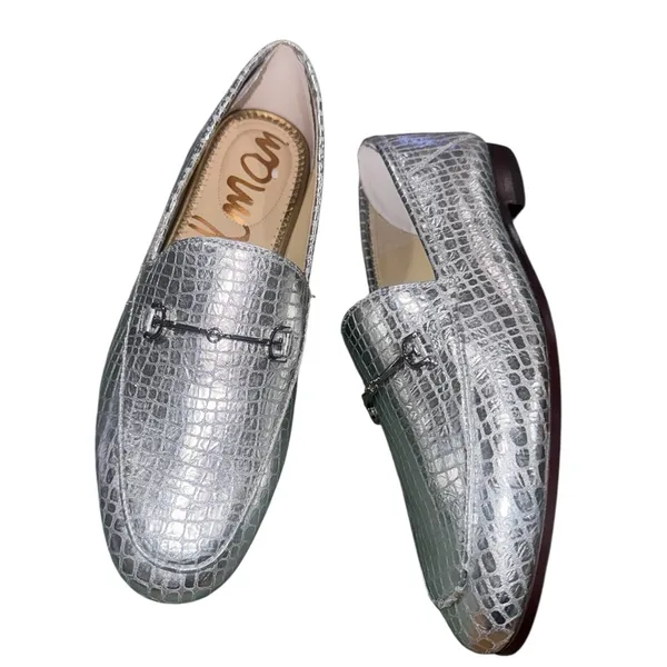 NEW $150 Sam Edelman Loraine Leather Loafer Soft Silver Snake Skin 6.5 Slip On - Image 9