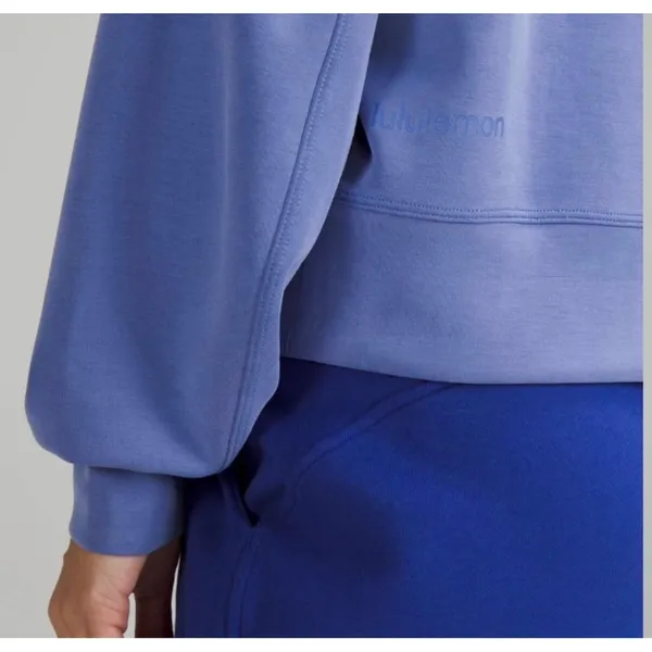 lululemon Sweatshirt Womens Softstreme Perfectly Oversized Cropped Crew 10 Blue‎ - Image 2