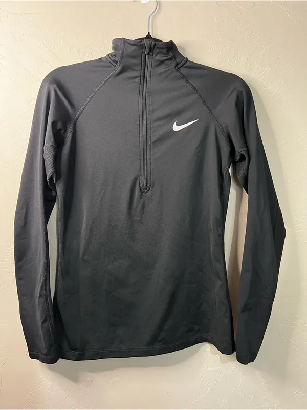Nike Pro Dri-FIT Tempo Black 1/4 Zip Long Sleeve Running Athletic Top - Image 2