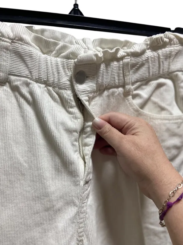 Zara Barrel Leg Corduroy Pants White Size 4 Neutral Minimalist Classic Coastal - Image 8