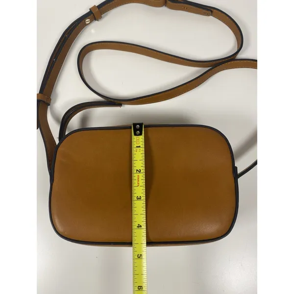 GAP Brown Shoulder Bag with Zip Closure & Zipper Accents, Gold‎ Hardware - Image 7