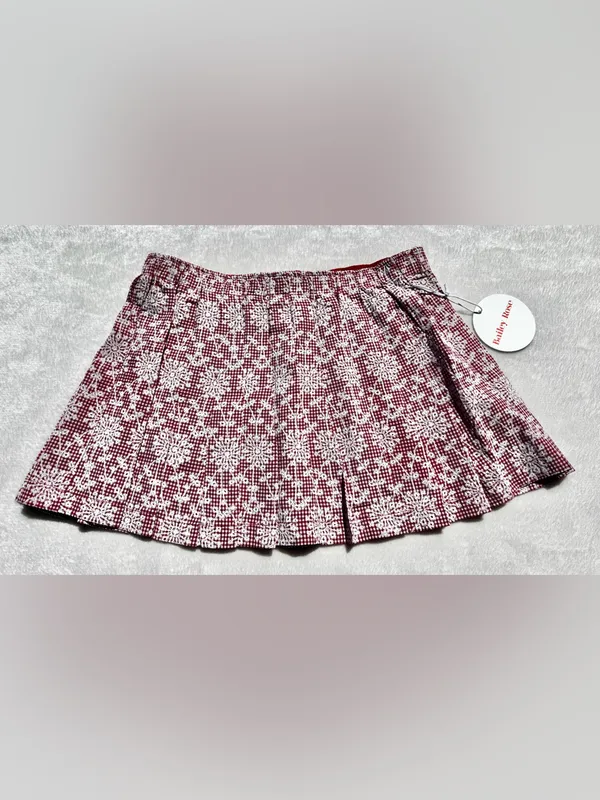 Bailey Rose Gingham Lace Print Pleated Mini Skirt Size Small - Image 4