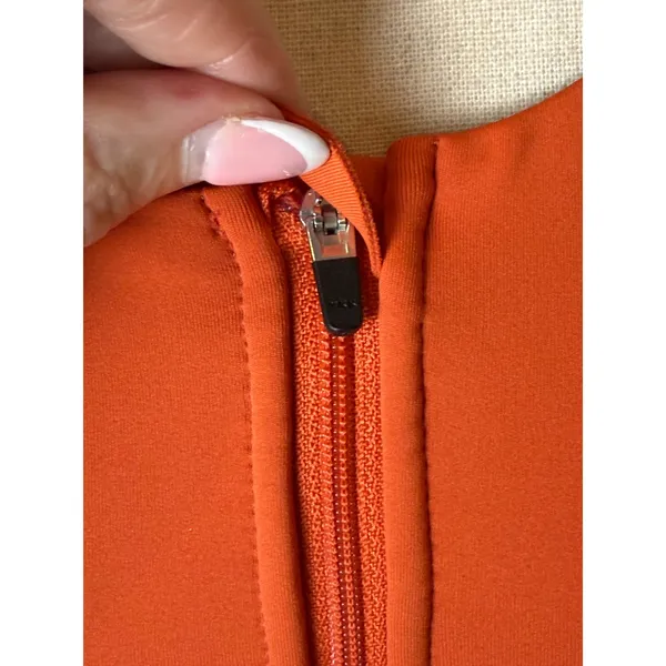 Oiselle Flyout Zip Sports Bra Women 6 Orange High Impact Running Phone Pocket - Image 7