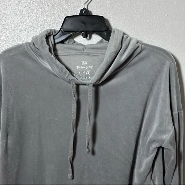 SO The Lounge Life Softest Hoodie Fleece Gray Cropped‎ Size Small. - Image 5