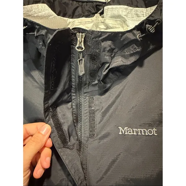 Marmot Black Lightweight Hooded Raincoat 1/2 Zipper + Zip Pockets Lined Size XS - Image 4