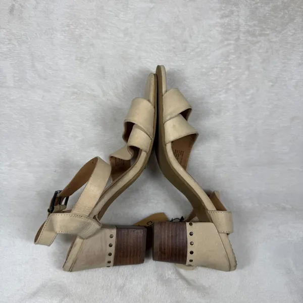 Crevo‎ Footwear Beige Leather Block Heel Sandals Memory Foam Studded Boho 10 - Image 15