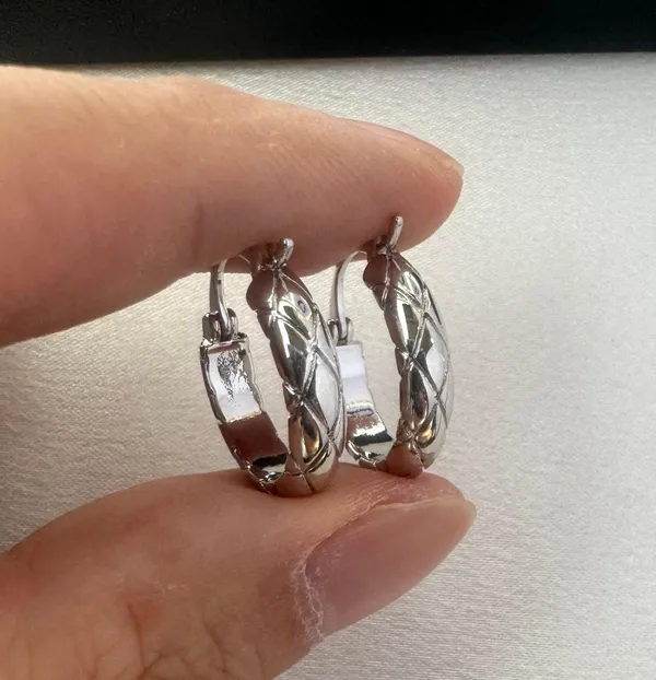 Polished Metal Texture Silver Hoop Earrings for Women - Image 4