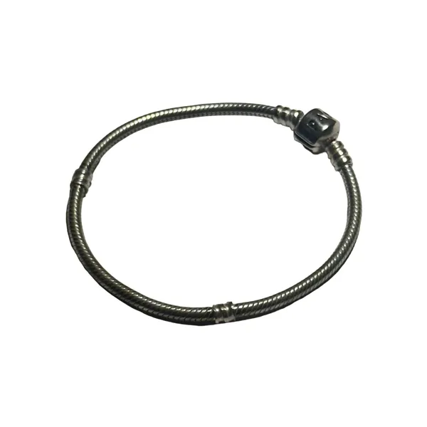 Pandora Oxidized Gunmetal Gray Classic Barrel Clasp Snake Chain Charm Bracelet - Image 3