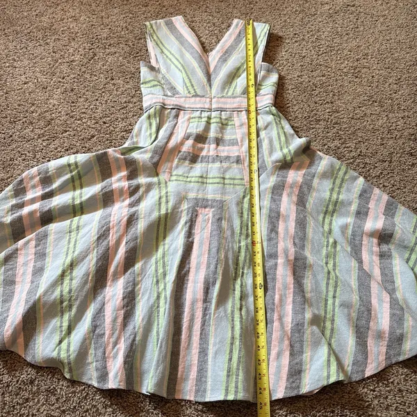 Hunter Bell Jordan Midi Dress Pastel Stripe Linen Cotton Size 6 - Image 6