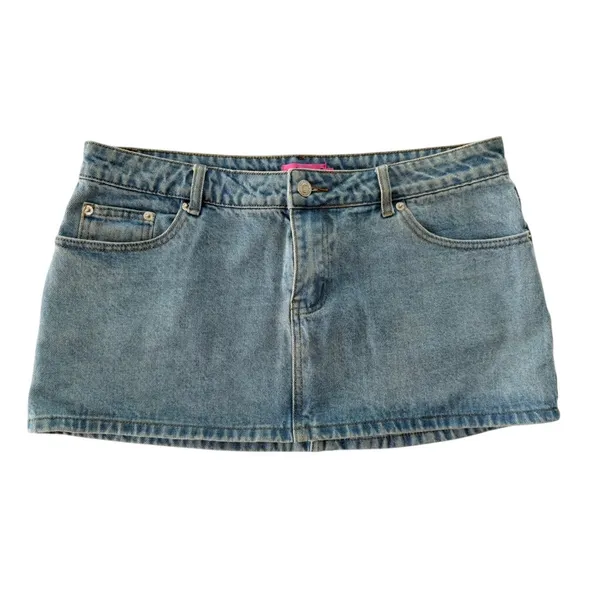 EDIKTED Chiara Micro Jean Skirt Size Large Denim Mini Cheeky - Image 2