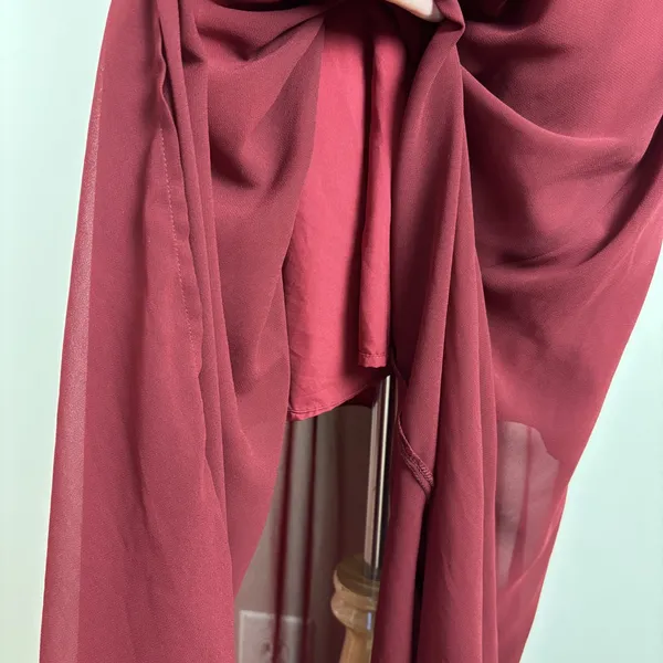 ANRABESS Maxi Dress‎ XL Maroon Sheer Lined Slit Dolman 3/4 Sleeve Elastic Waist - Image 7