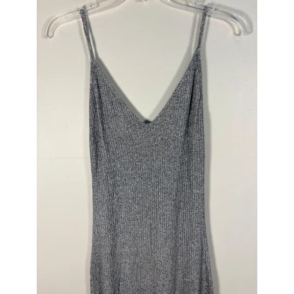Brandy Melville Midi Dress Womens One Size Grey Excellent Ribbed‎ Knit V-Neck - Image 5