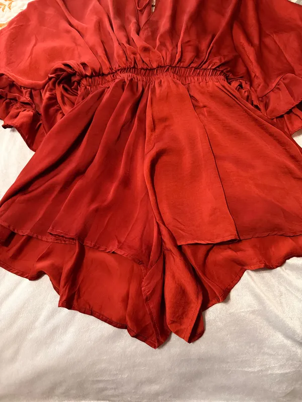 Glam Flowy Burnt Orange Romper  - Image 8