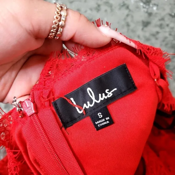 Lulu's Manning Red Lace Tiered‎ Midi Dress - Image 11