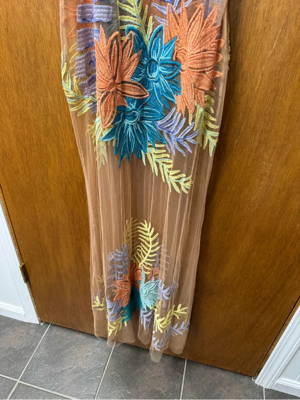 For Love and Lemons Nasty Gal Tropicana Embroidered Maxi Dress Sheer Small $298 - Image 11