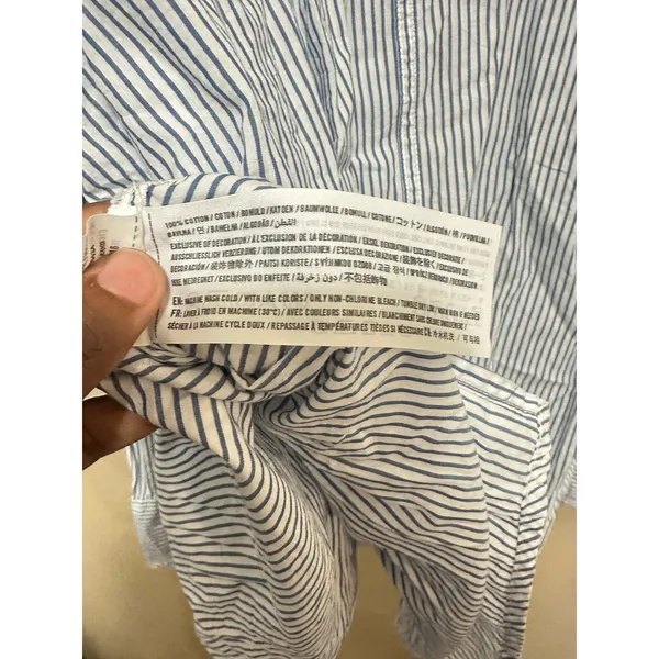 Abercrombie & Fitch Womens Blue White Striped Cotton Oversized‎ Shirt S - Image 7