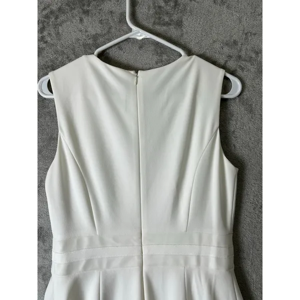 Calvin‎ Klein White Fit & Flare Dress Sleeveless Bridal Shower Cocktail 8 New - Image 4