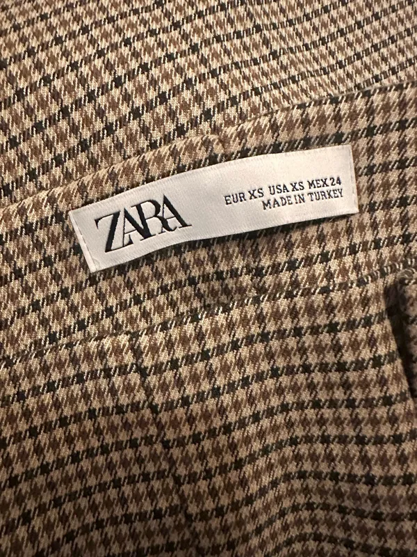 ZARA Plaid Paperbag Waist Trousers XS - Image 4