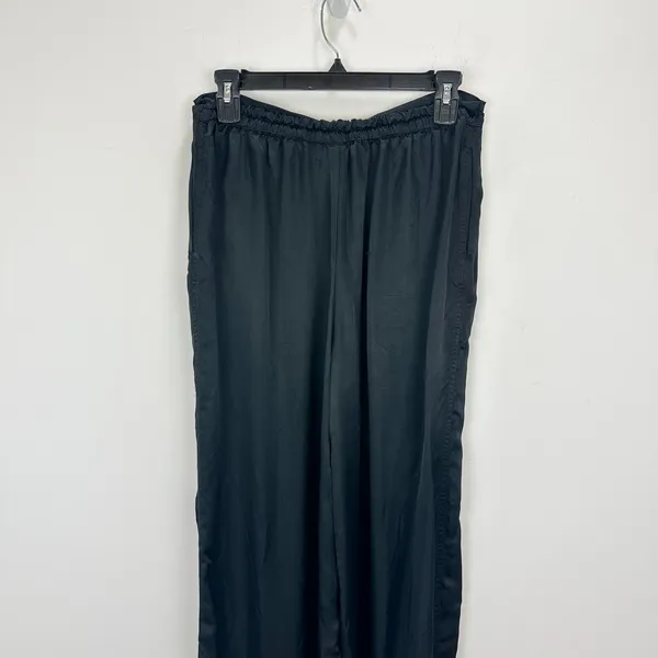 Athleta Calm Cool Pant Pull On Satin Cupro Wide Leg Relaxed Lounge Medium Black - Image 8