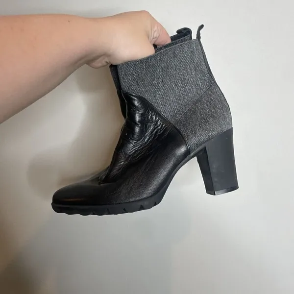 The Flexx Women’s Leather Black Gray Heeled Booties Size 8 - Image 6
