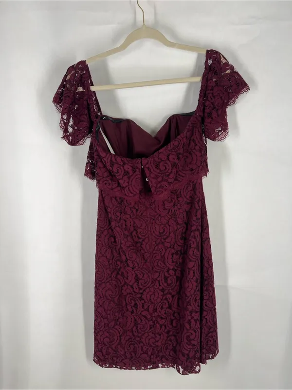 Jasmine Bridesmaids JB Burgundy Lace‎ Off Shoulder Dress NWT Size 6 - Image 7