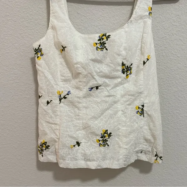 Anthropologie Vanessa Virginia Lace Corset Tank Top White Floral Embroidered 10 - Image 5