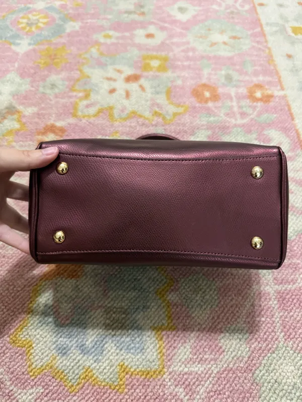 Coach Mini Bennett Satchel Crossgrain Leather Metallic Cherry Crossbody - Image 5