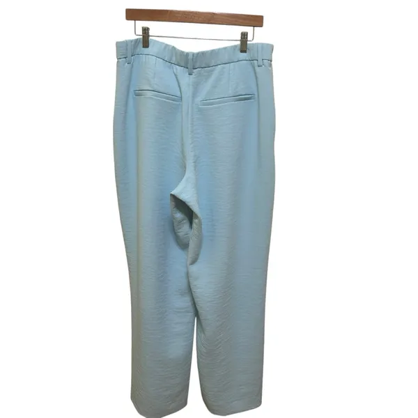 Abercrombie Curve Love Sloane Low Rise Wide Leg Tailored Linen Pant 32L Sky Blue - Image 6