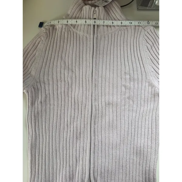 American Eagle Lilac Ribbed Full Zip Cardigan Sweater Mock Neck Lilac‎ Marl Med - Image 6