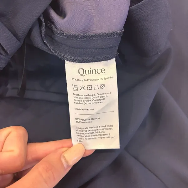 Quince Navy Blue Stretch Crepe Pleated Wide Leg Flowy Smart Casual Trousers Sz 4 - Image 5