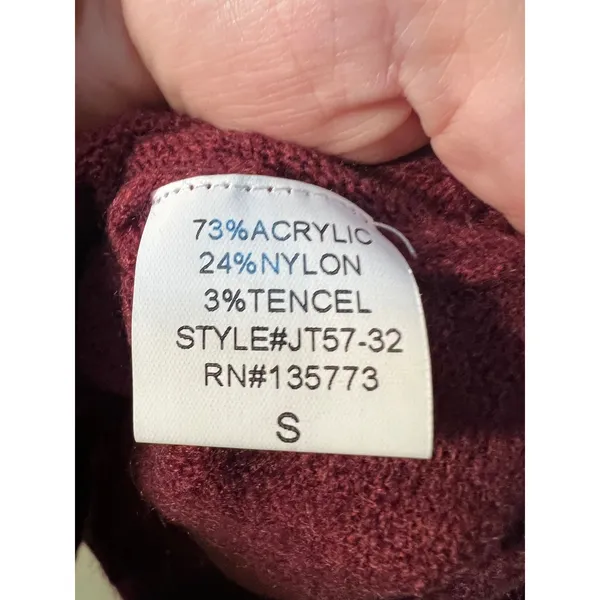Olivaceous Women's Size Small Knit Top Long Sleeve Tie Front Burgundy Soft - Image 9