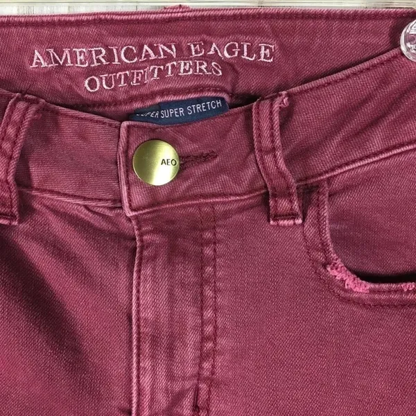 American Eagle AE Jegging Crop Jeans Denim Red 2 v6x - Image 5