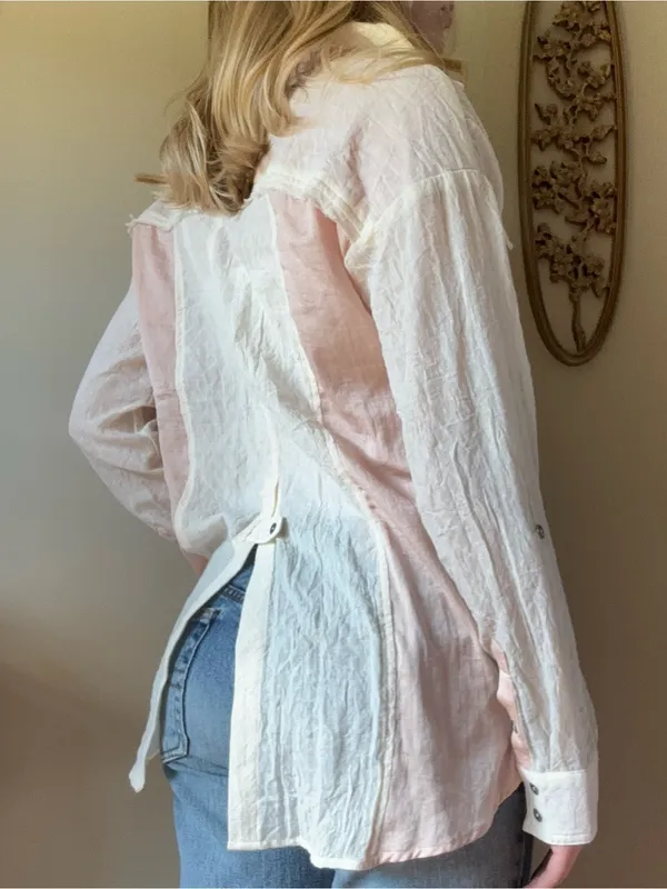 Miss Me Cream Button Up Top with Pink Accents - Image 8