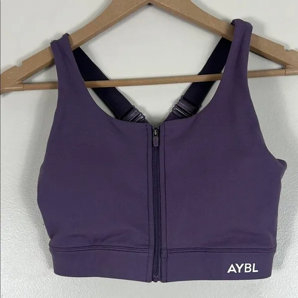 AYBL Purple Zip Up Sports Bra Womens M Athleisure Sportswear - Image 3