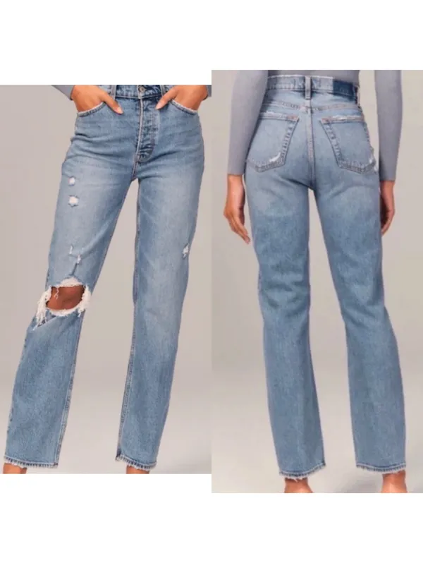 Abercrombie & Fitch The Dad Jean High Rise Distressed Women’s size 33 / 16 Reg - Image 15