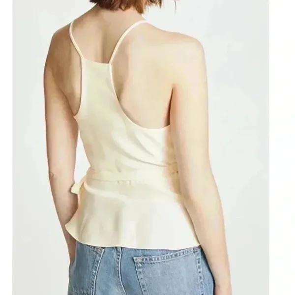 Amanda Uprichard Clarita Wrap Top in Cream​​​​ vintage peplum style size medium - Image 2