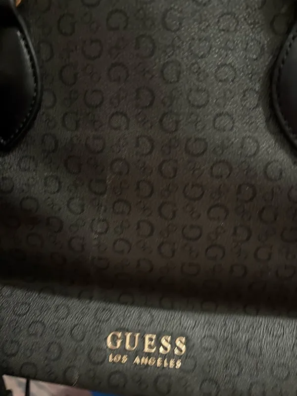 Guess Black Logo-Print Tote with Gold Hardware - Image 3