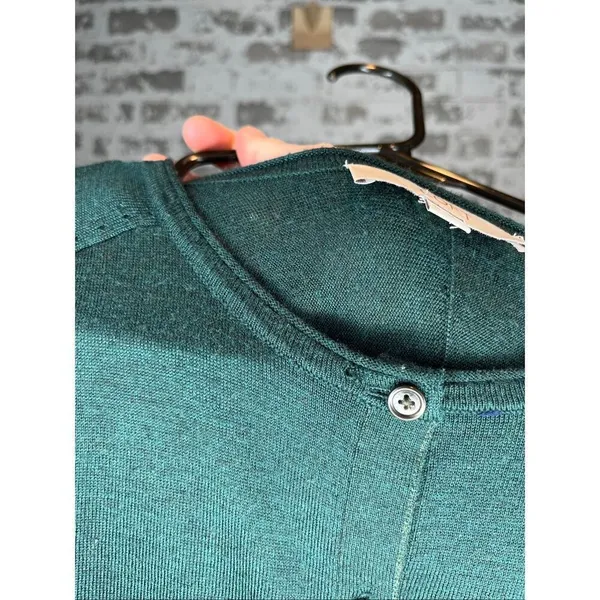 Loft | women green faux button sweater wool blend - Image 3
