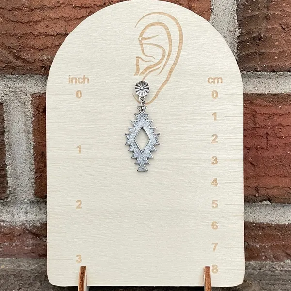 Silver Aztec Drop Earrings - Image 2
