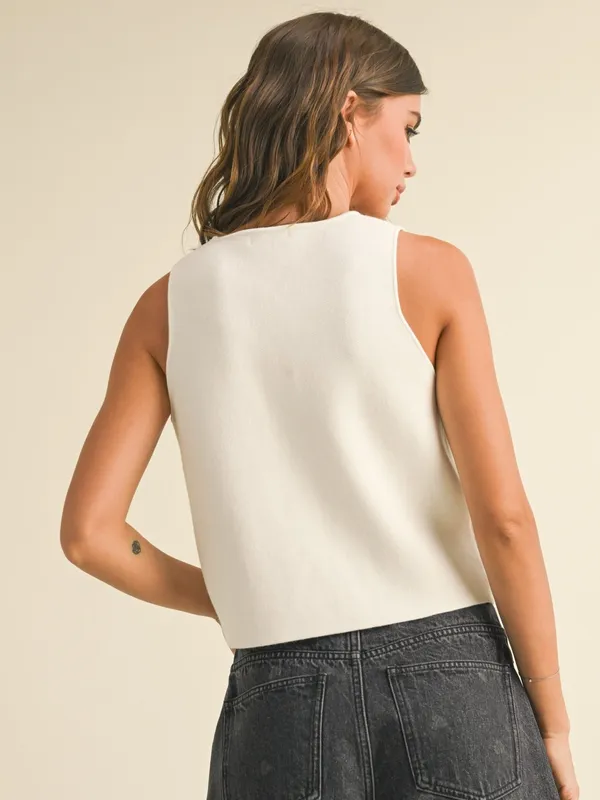 The native one white vest top silver organic buttons - Image 3
