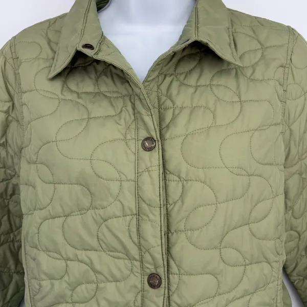 Woolrich Quilted‎ Light Sage Jacket Women Small Snap Button Coat Outdoor Winter - Image 4