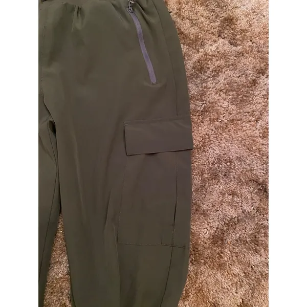Olive Green Women's Cargo Joggers Cuffed Lightweight Athleisure - Image 4