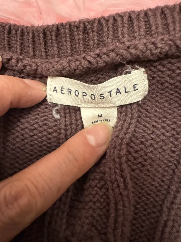 Aeropostale Brown Cable Knit Sweater Vest - Image 2