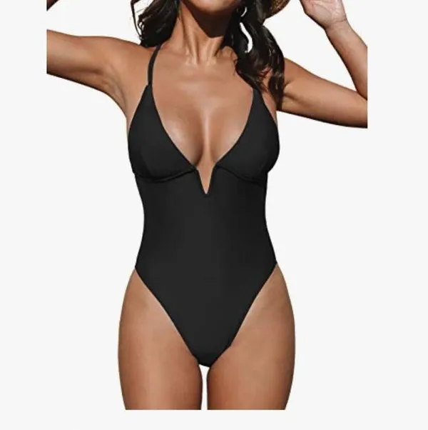 Cupshe NEW Swimsuit 1 Pc Deep V Neck Crisscross Adjustable Strap XL 16/18 - Image 3