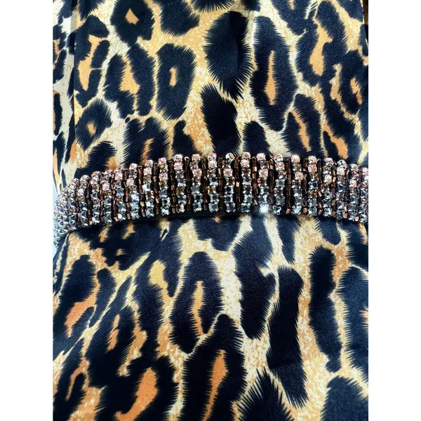 Sherri Hill 53301 Animal Print‎ Satin Halter Gown NWT Size 0 High Slit - Image 7