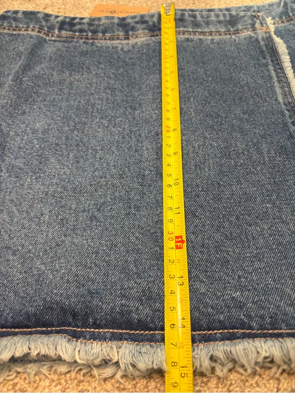 NEW! Natural Life Denim Wrap Style Crossover Frayed Hem Cotton Mini Skirt Medium - Image 7